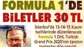 FORMULA1'DE BİLETLER 30 TL